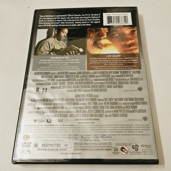 The Book of Eli / I Am Legend 2 Movies Post-apocalyptic Sci-fi Action NEW - Picture 2 of 3